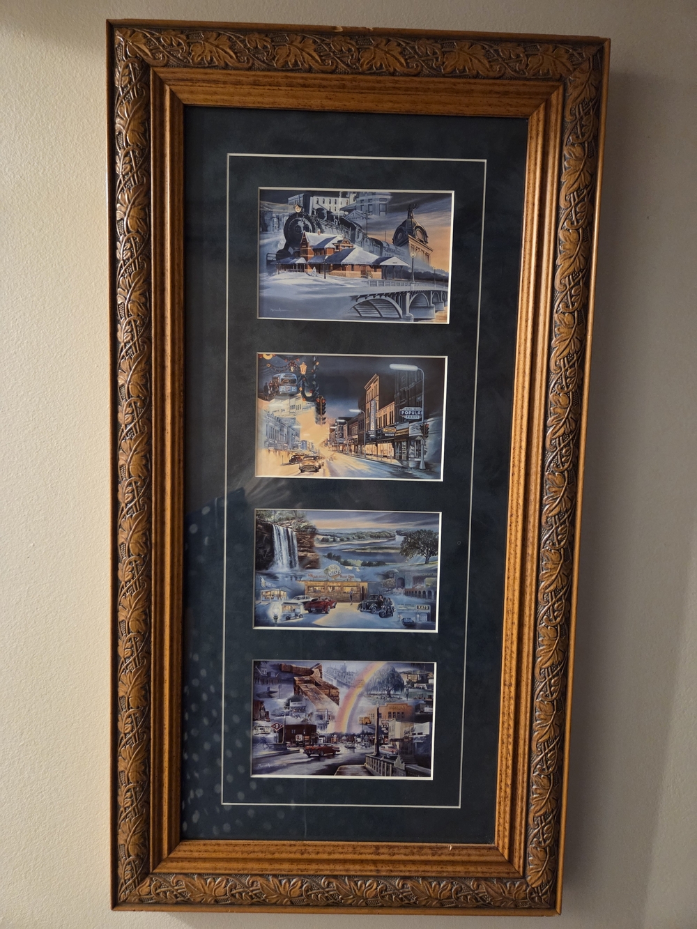 Framed Multi-Scene Wall Art in Gold Frame - Classic Scenic Prints